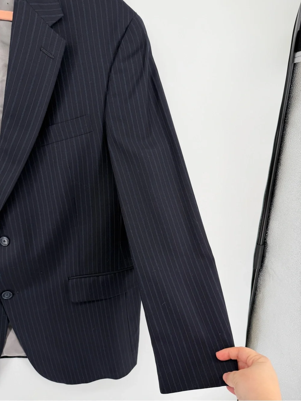 Hart Schaffner Mobstercore Corpcore Goth Marx Navy Pinstripe Sport Coat Sz44R